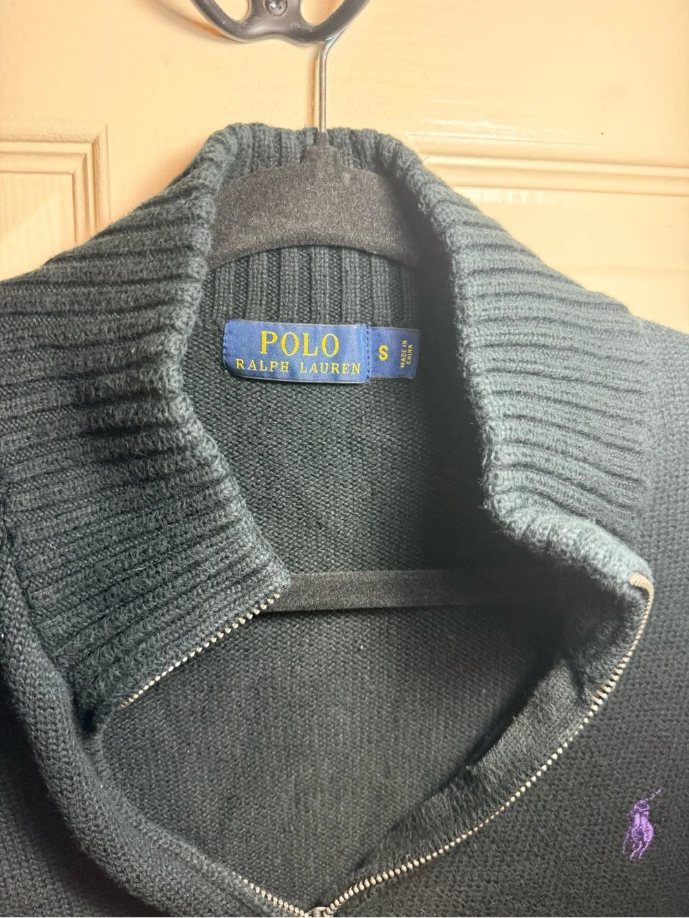 Polo by Ralph Lauren Men’s Small Black Quarter-Zip Sweater Collard Pullover